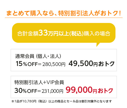 まとめて購入なら、特別割引法人がおトク！