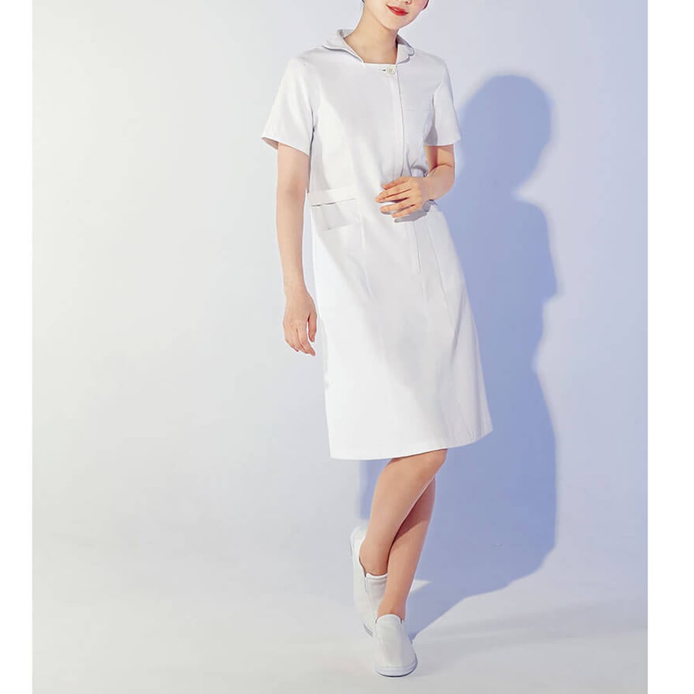 【サマーセール】ALL WHITE 離れ花襟ワンピース