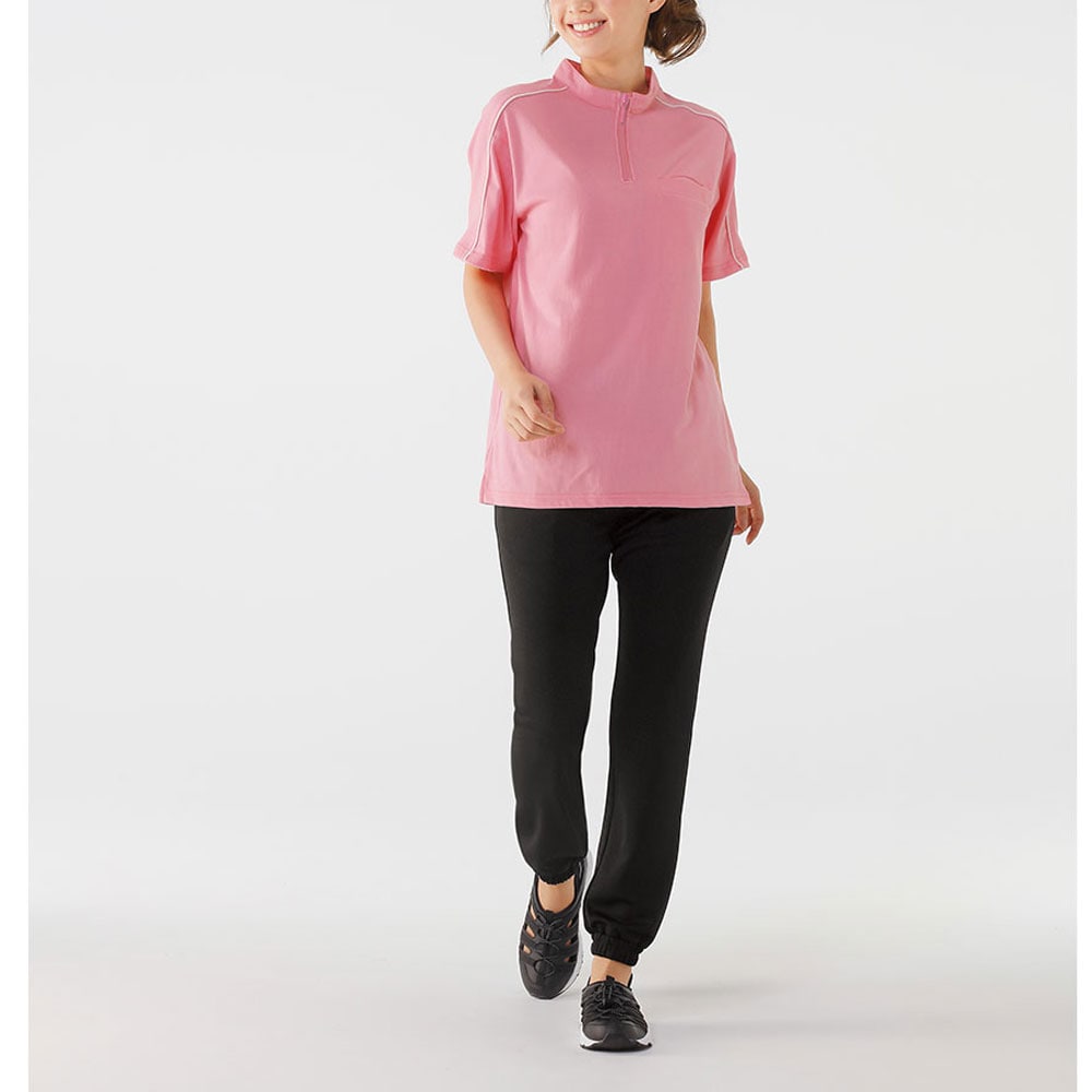 汗染み軽減!ジップアップポロシャツ(Unisex)