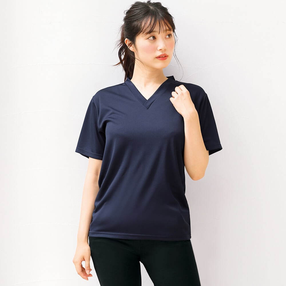 ナノファイン 制菌VネックTシャツ(男女兼用)