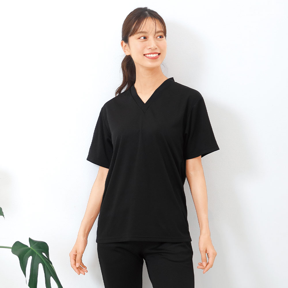 ナノファイン 制菌VネックTシャツ(男女兼用)
