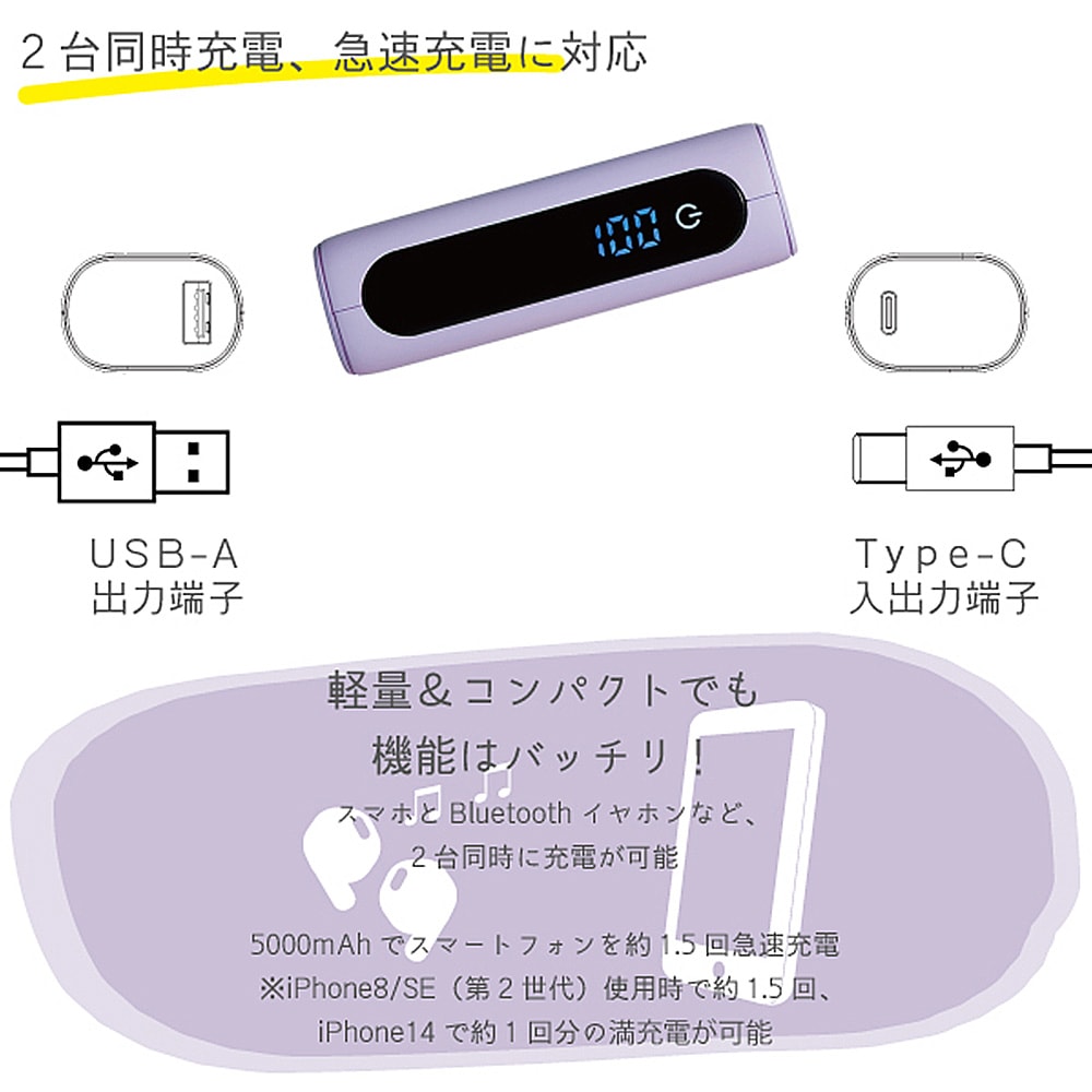 モバイルバッテリー 5000mAh