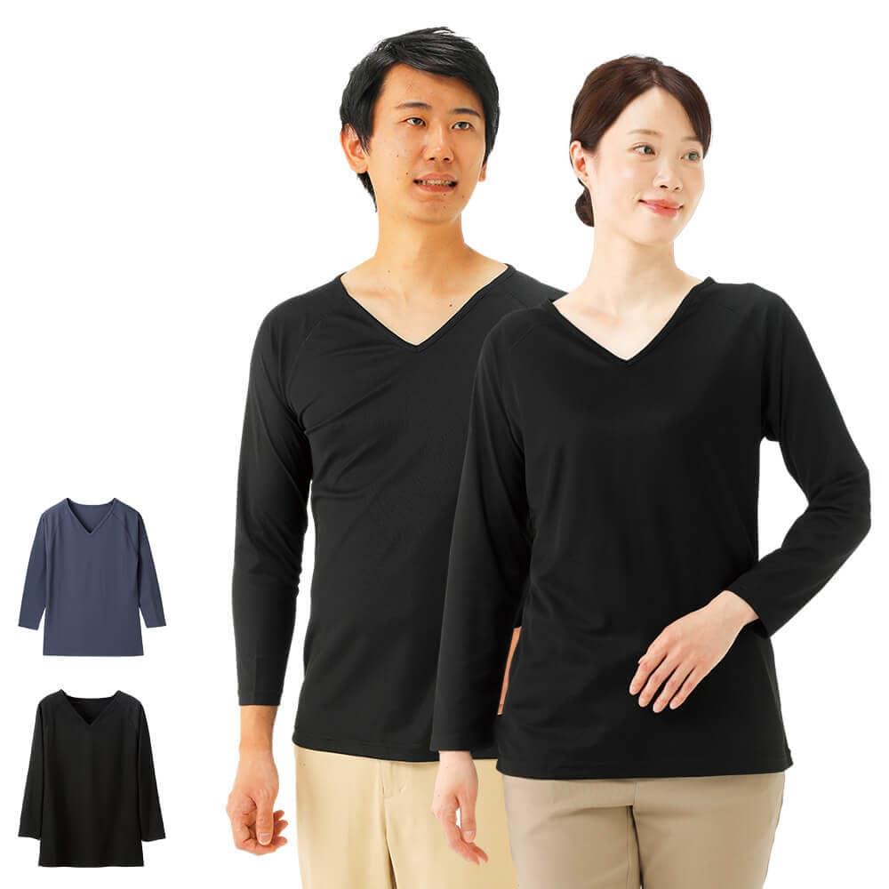 不快感をシャットアウト 消臭制電8分袖Tシャツ(男女兼用)