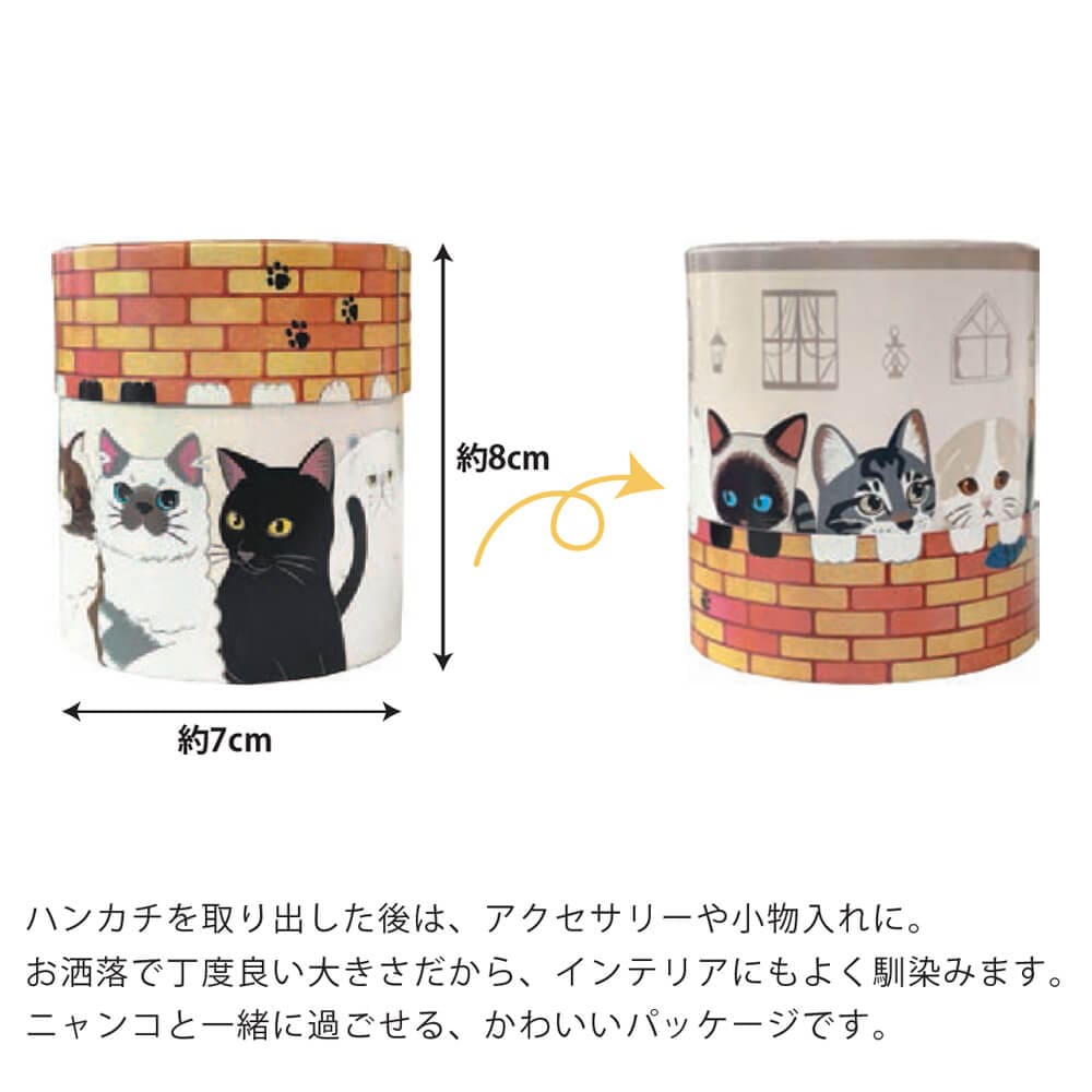 Uchinoko mate にゃんこシリーズ 刺繍ハンカチ(BOX入り)