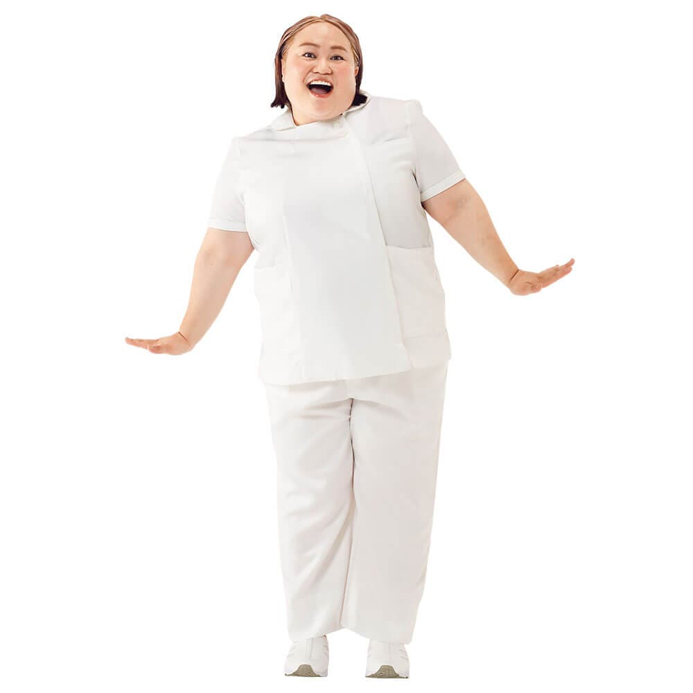 ナースリーエアリーテクスチャー ゆったり 美脚ストレートパンツ
