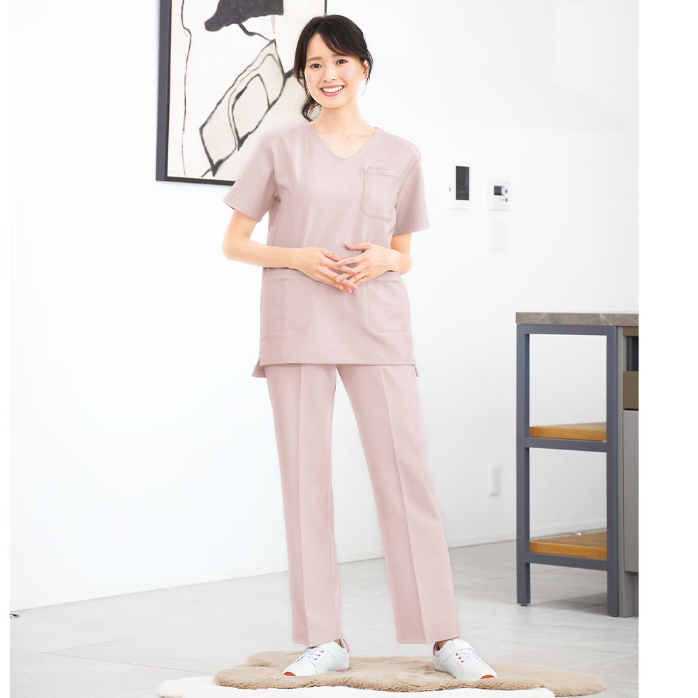ウールライク 杢調ストレッチスクラブ(男女兼用)