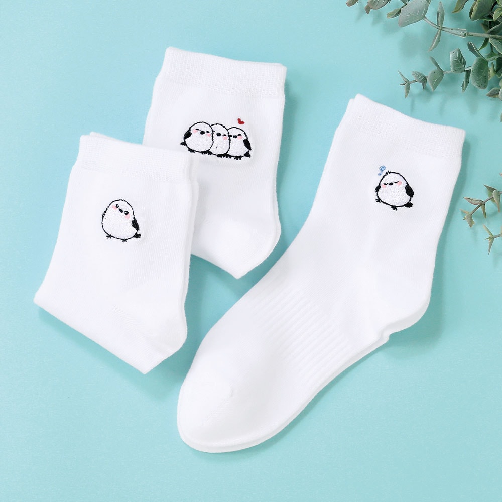 シマエナガ刺繍ソックス(3足組)
