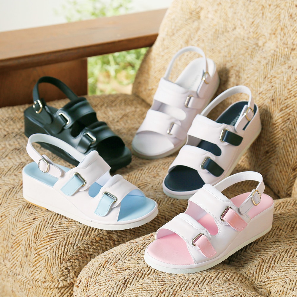 厚底ソフトバンドサンダル(バックル)