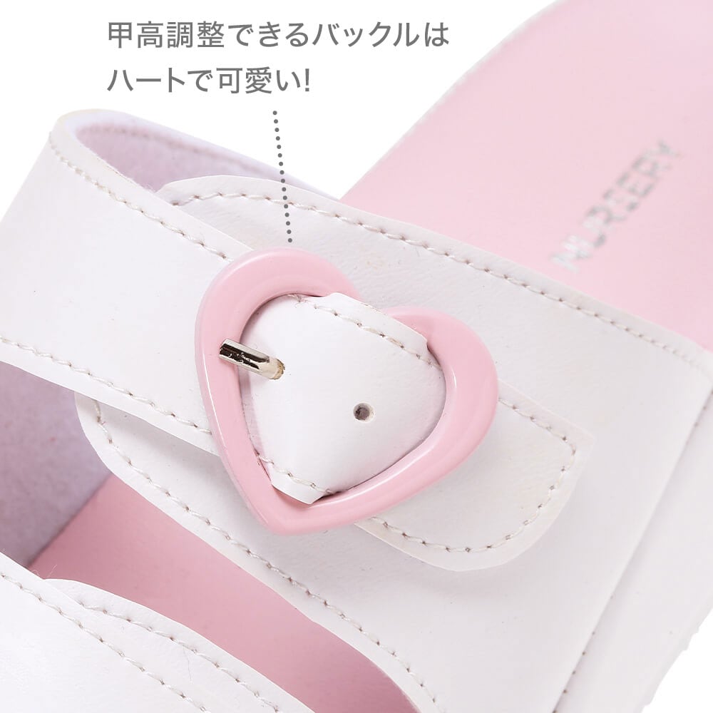 ハートバックルミュールサンダル