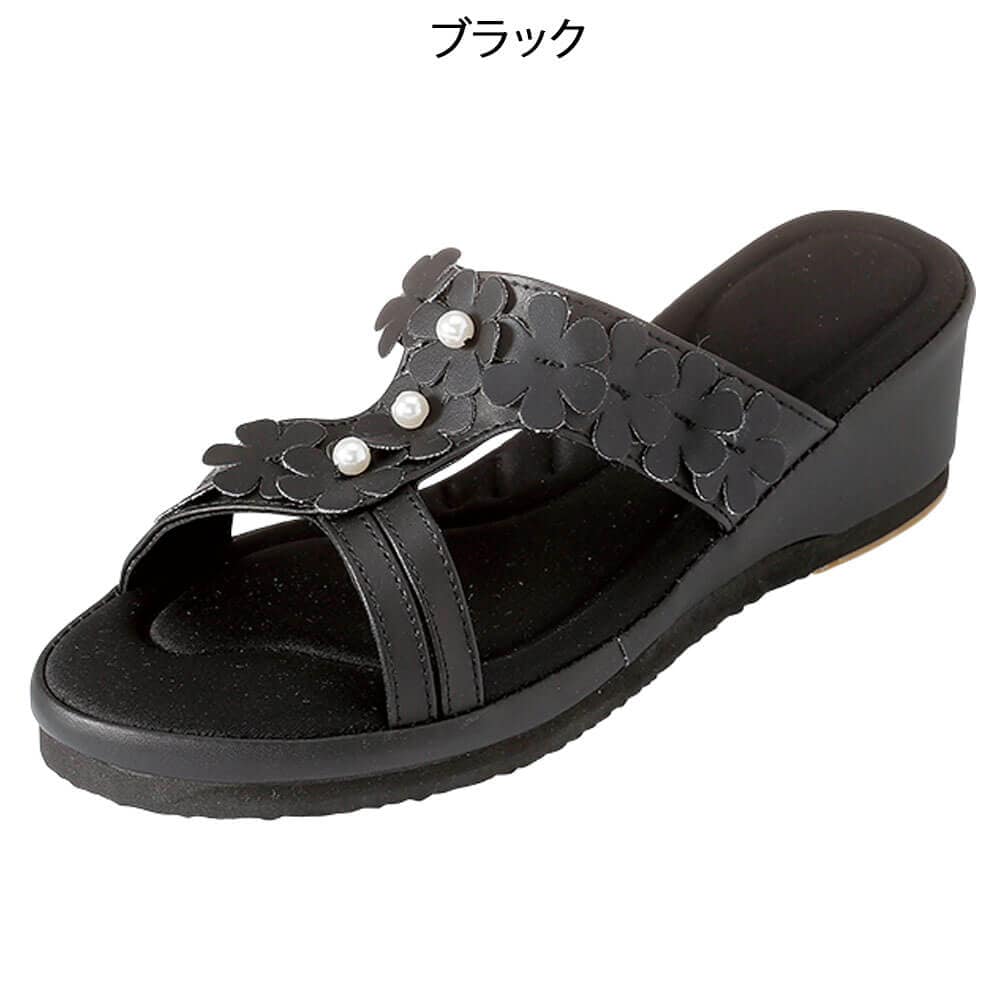 ずっともふもふインソール フラワーデザインサンダル