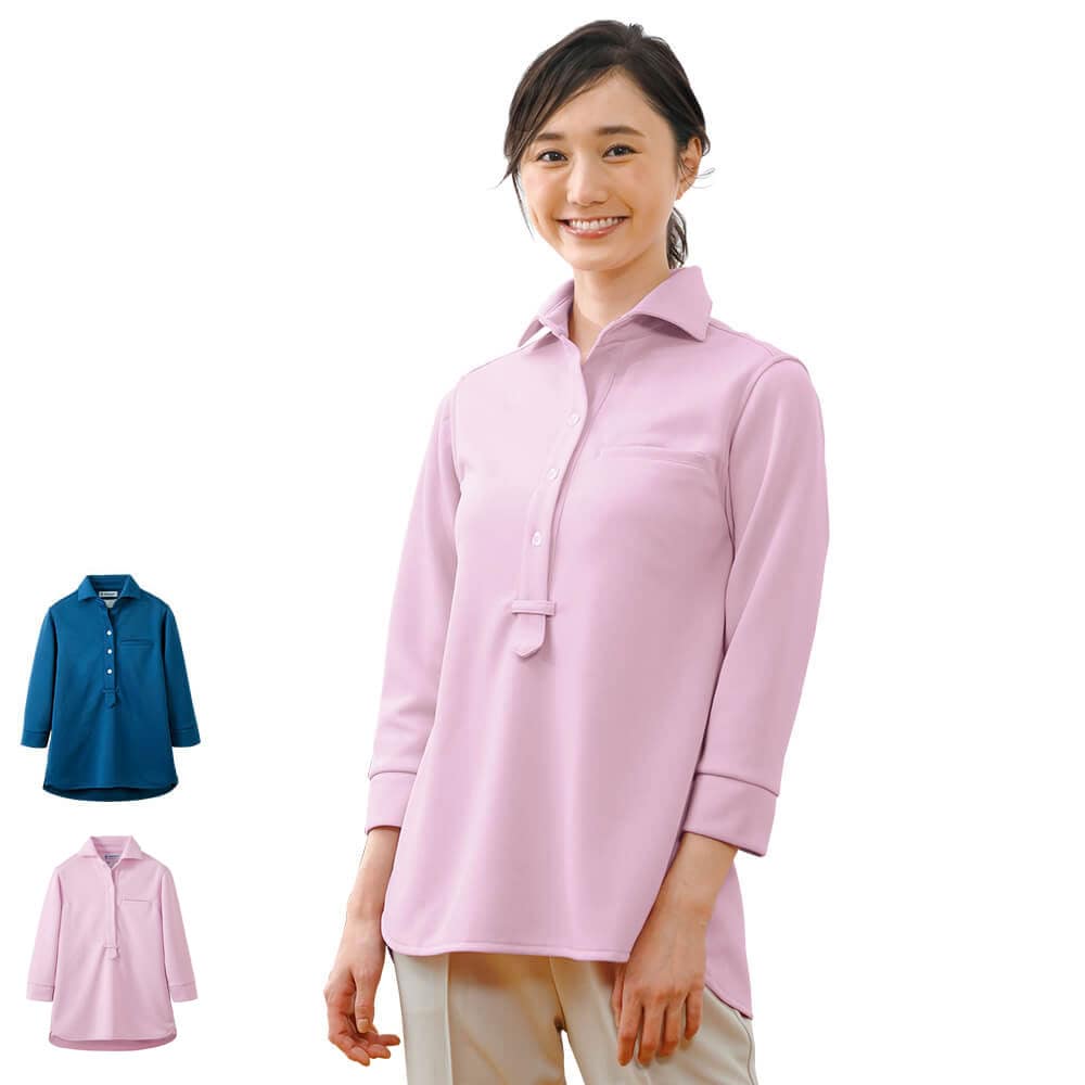 透けにくい7分丈ポロシャツ(スキッパー)