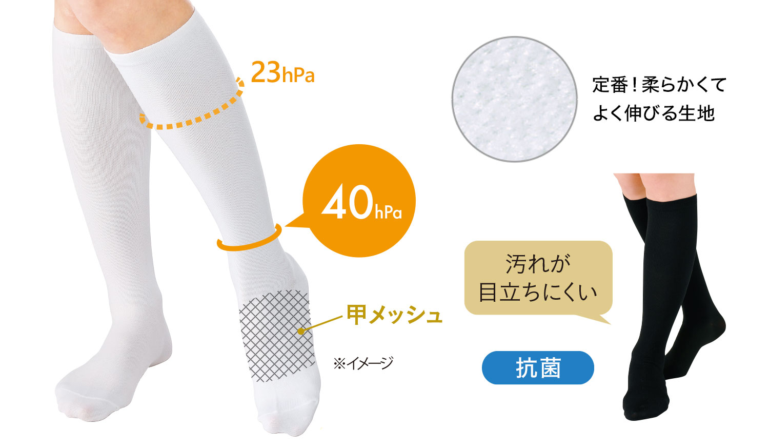 抗菌着圧ハイソックス