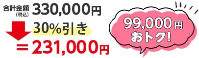 30%で99,000円もお得に！