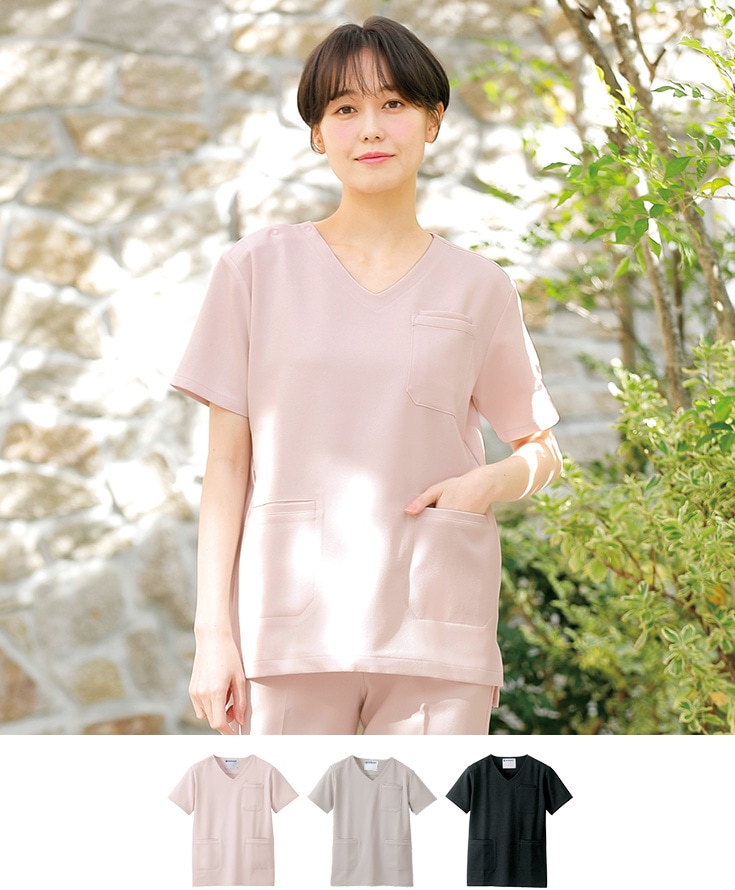 ウールライク 杢調ストレッチスクラブ(男女兼用)