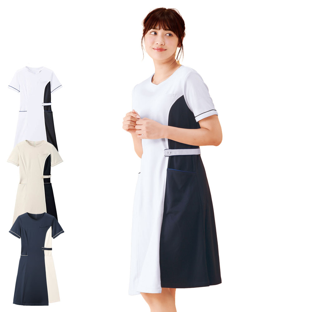 スーパービューティストレッチ サイドバイカラーワンピース 白衣や看護師 ナース用品の通販 ナースリー公式オンラインショップ
