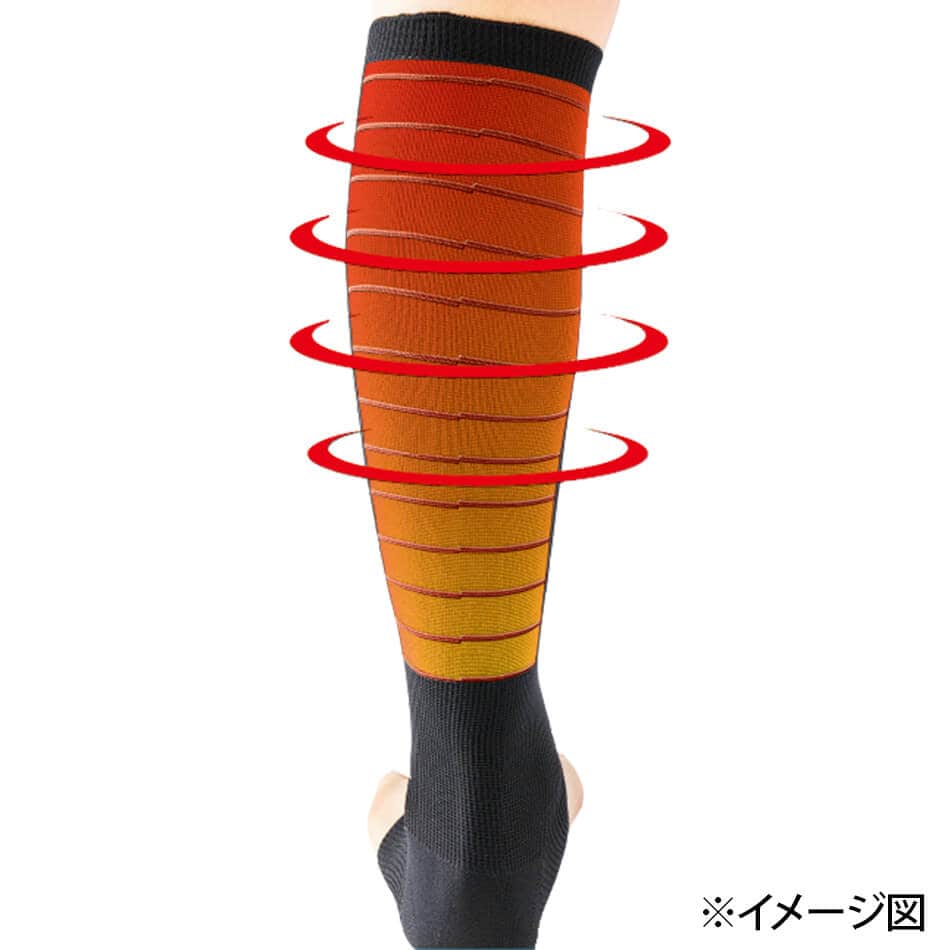 腓腹筋とヒラメ筋を引き締め疲れにくい「強弱段差編み」