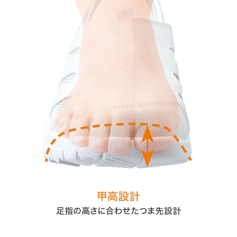 足指の高さに合わせたつま先設計