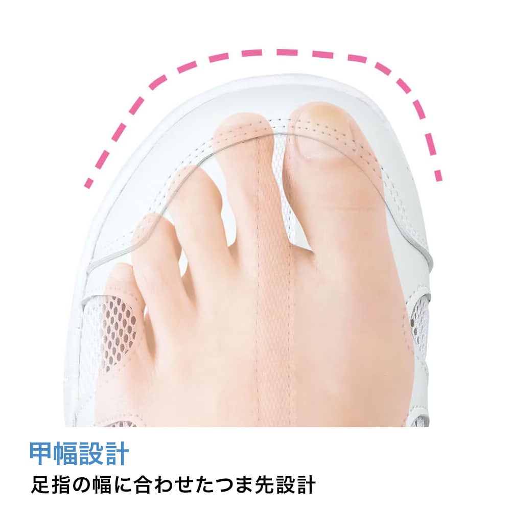足指の幅に合わせたつま先設計