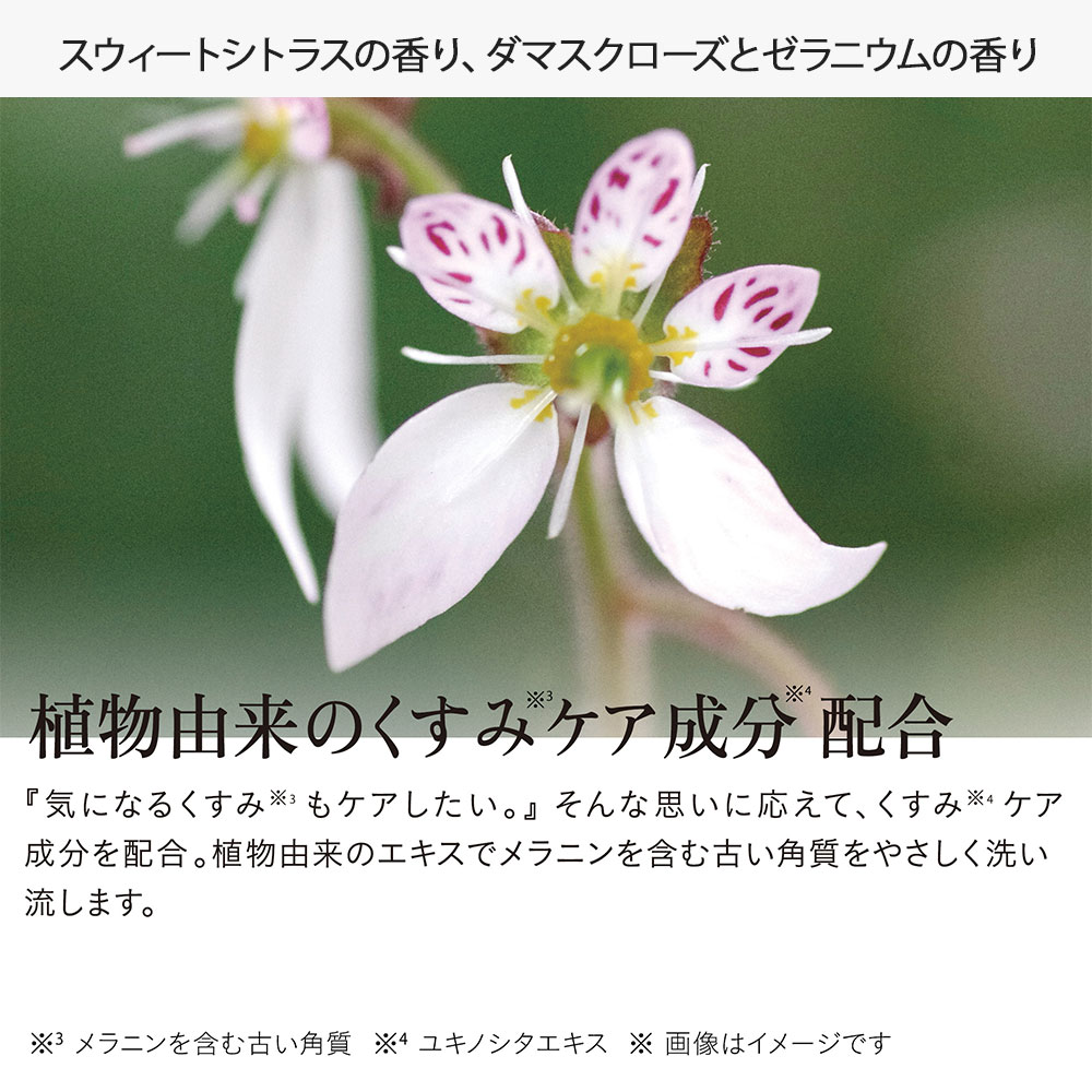 スウィートシトラスの香り、ダマスクローズとゼラニウムの香り