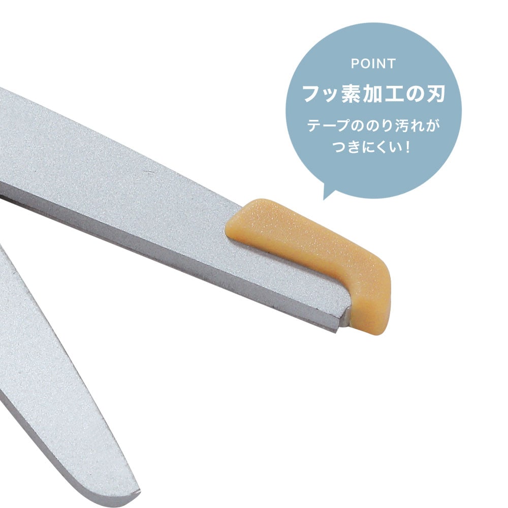 テープののり汚れがつきにくい、フッ素加工の刃