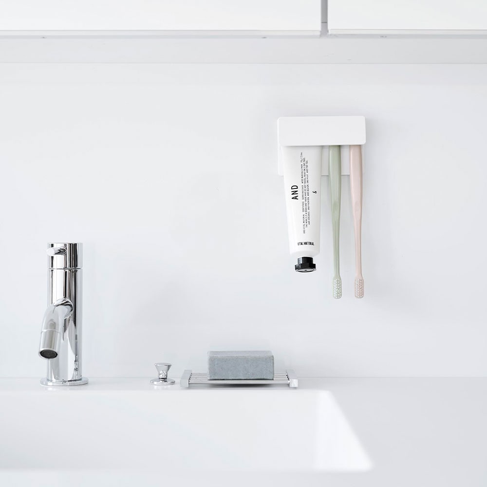タワー フィルムフック差し込み式歯ブラシ＆チューブホルダー W9