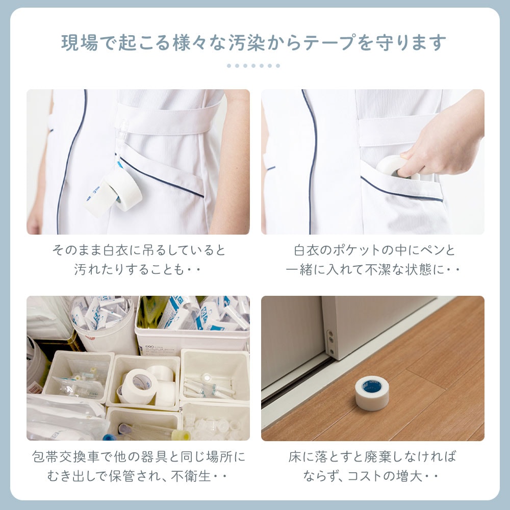 現場で起こる様々な汚染からテープを守ります