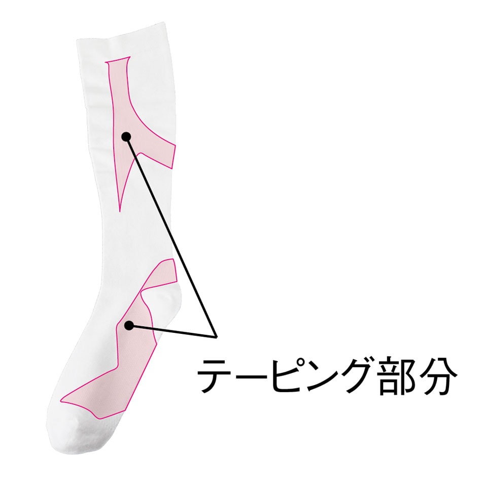 足への負担を軽くする、テーピング加工