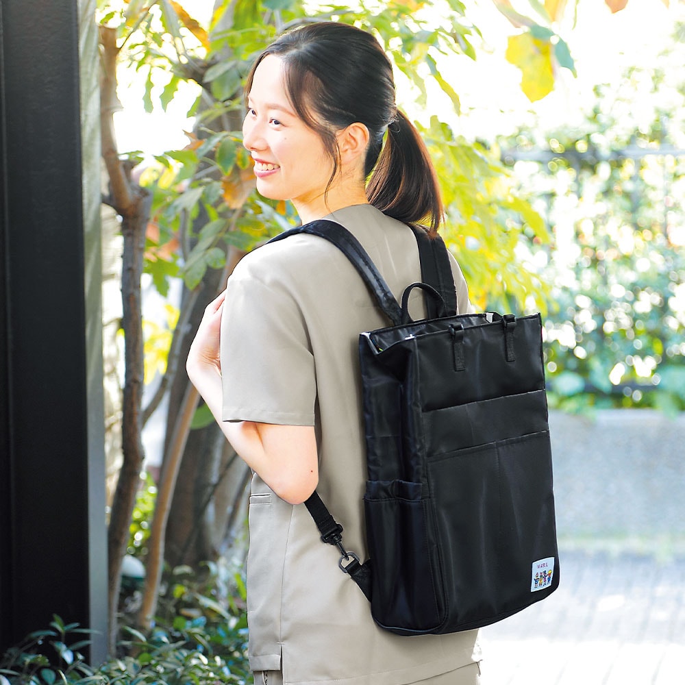 両手フリーでも自転車でも楽々のリュックタイプ